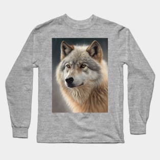 Arctic Gray Wolf - Oil paint Long Sleeve T-Shirt